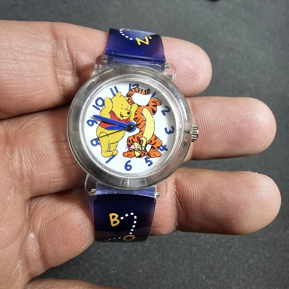 Timex Rewound Kids Winnie The Pooh Blue/Purple and White Quartz Watch Working F4 - Picture 1 of 9